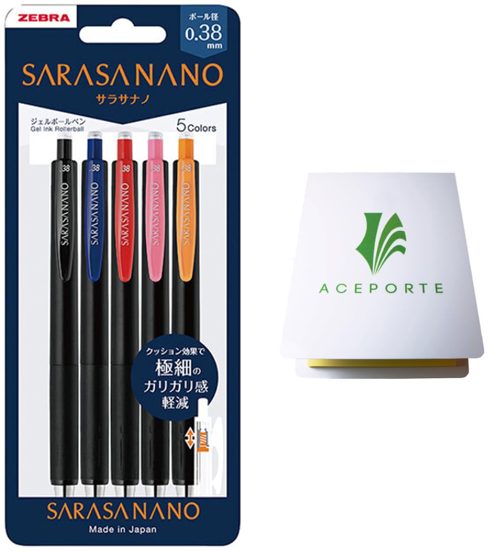 Amazon.com: ZEBRA SARASA NANO 0.38mm Gel Ballpoint Pen 5 Color Set